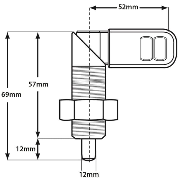 Cam-stempel M20x1,5 Stift i rustfrit stål 12 mm med hætte