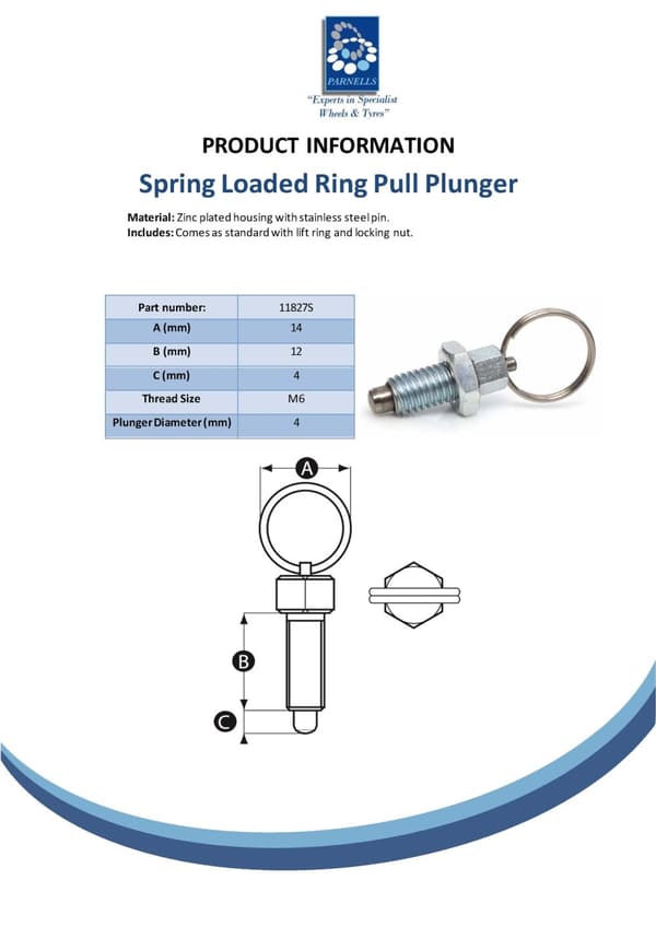 Fjäderbelastad ringdragkolv M6 med rostfritt 4 mm stift