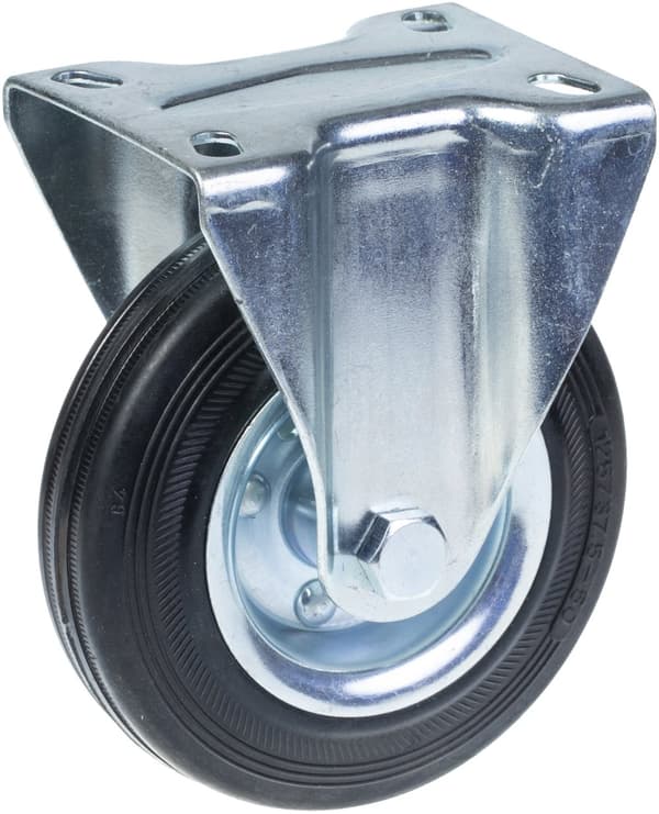 125 mm 5" länkhjul med gummidäck, fast, stark kapacitet på 480 kg, set om 4
