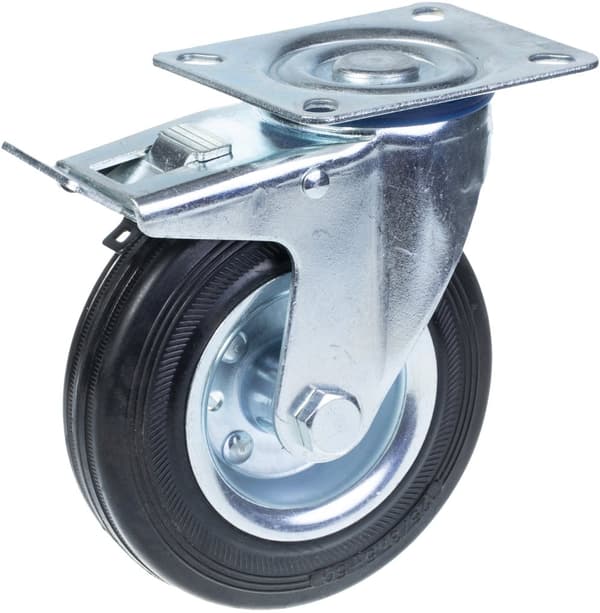 125 mm 5" gummihjul, drejelig og bremse, stærk kapacitet på 480 kg, sæt med 4 stk.