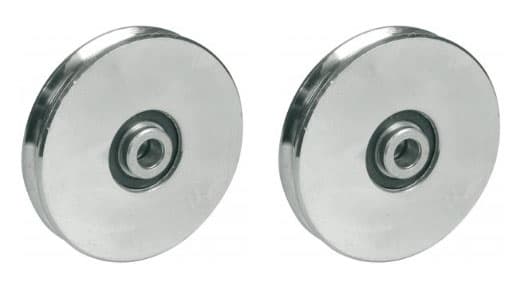 100 mm rundt rillehjul med 8 mm rille til kabel - sæt med 2 stk.