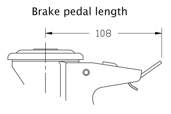 125 mm 5" gummihjul, drejeligt med bremse, stærk kapacitet på 240 kg, sæt med 2 stk.