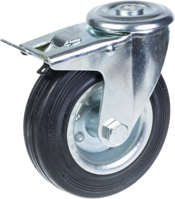 125mm 5" kumirengas, kääntyvä jarrullinen kääntöpyörä, vahva 480kg kantavuus, 4 kpl:n setti