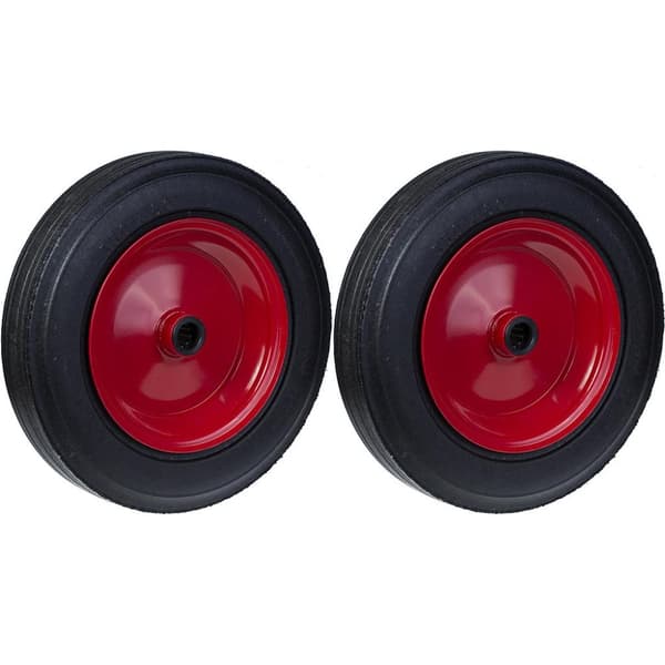 350 mm 14" hjul gummidæk presset stålcenter 25,4 mm stærk 800 kg, sæt af 2
