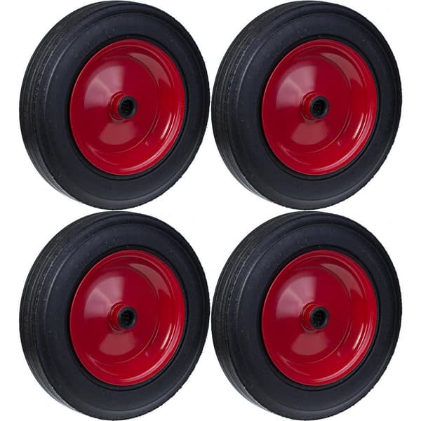 350mm 14" pyörä kumirengas puristettu teräskeskiö 25.4mm vahva 1600kg, 4 kpl:n sarja.