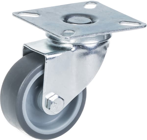 50 mm 2" hjul med gråt gummidæk, drejelige og faste, 160 kg kapacitet, sæt med 4 stk.