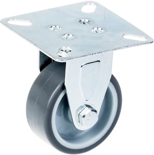 50 mm 2" hjul med gråt gummidæk, bremse og fastmonteret, 160 kg kapacitet, sæt med 4 stk.