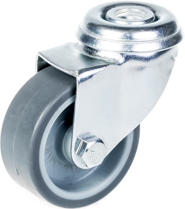 50 mm 2" hjul, gråt gummidæk, drejeligt, 80 kg kapacitet, sæt med 2 stk.