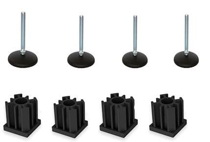 M10x125 zinkfod med 50 mm, base + indsatser 30x30x1,5 mm - Sæt med 4 stk.