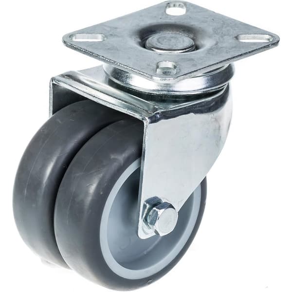 75 mm 3" dobbelt hjul grå gummi drejelig 100 kg kapacitet