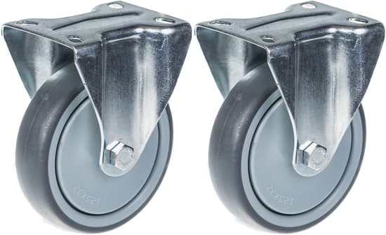 125 mm 5" hjul med gråt gummidæk, fast, stærk kapacitet på 260 kg, sæt med 2 stk.