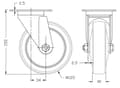 Pikkukuva 3 / 6: 125mm 5" pyöräteline harmaalla kumirenkaalla kääntyvä vahva 520kg kantavuus, 4 kpl:n sarja.