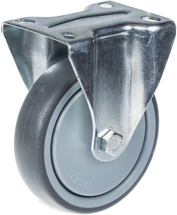 125 mm 5" hjul med gråt gummidæk, drejeligt og fast, stærk kapacitet på 520 kg, sæt med 4 stk.