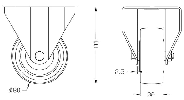 80mm 3" pyöräteline harmaalla kumirenkaalla kääntyvä ja kiinteä vahva 320kg kantavuus, 4 kpl:n sarja.