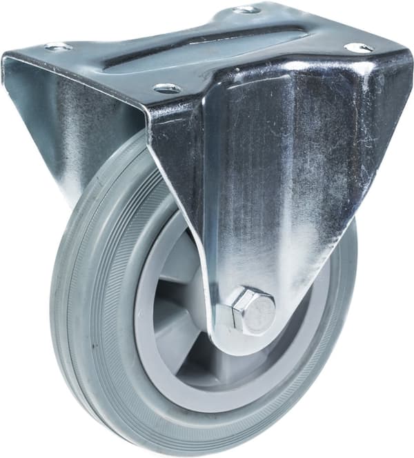 160mm 6" pyörän harmaa kumirengas kiinteä vahva 270kg kantavuus, 2 kpl:n sarja.