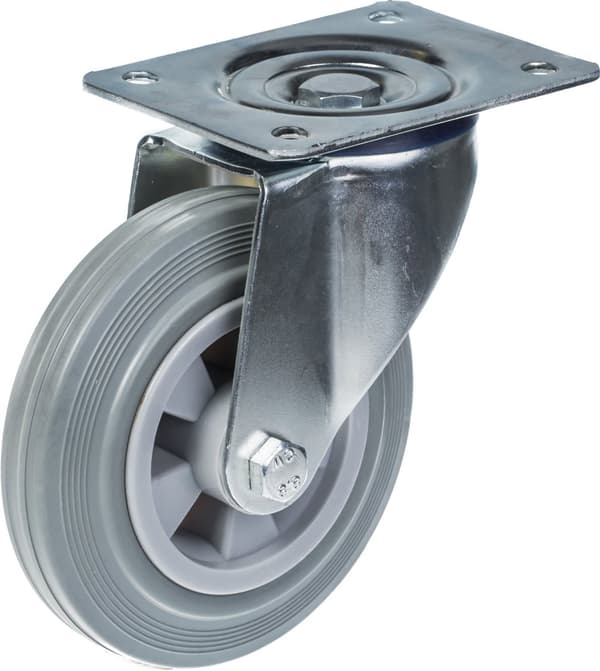 160mm 6" pyöräteline harmaalla kumirenkaalla kääntyvä ja kiinteä vahva 540kg kapasiteetti, 4 kpl:n setti