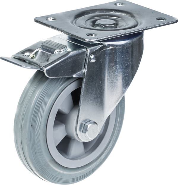160mm 6" pyörä harmaa kumijarru ja kiinteä vahva 540kg kantavuus, 4 kpl:n sarja.