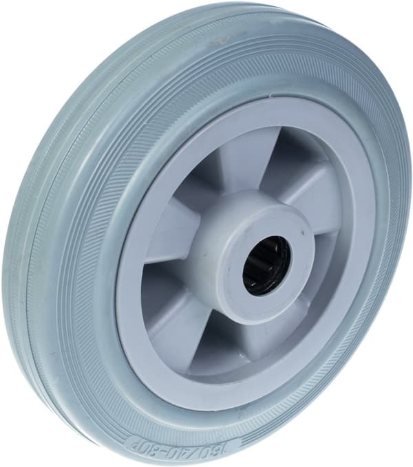 160 mm 6" hjul med grått gummidäck och plastcentrum 270 kg kapacitet, set om 2