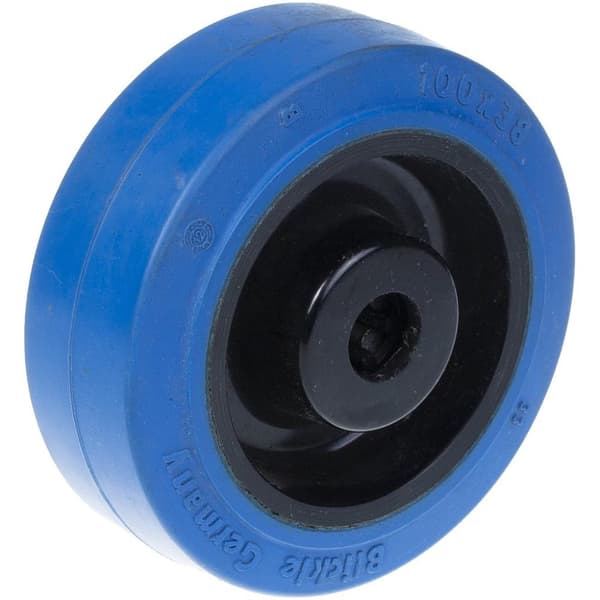 80mm pyörä, jossa on sininen elastinen kumi nailonkeskiön päällä