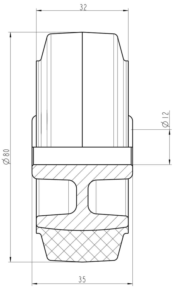 80 mm 3" hjul i blå gummi med nyloncenter, stærk kapacitet på 560 kg, sæt med 4 stk.