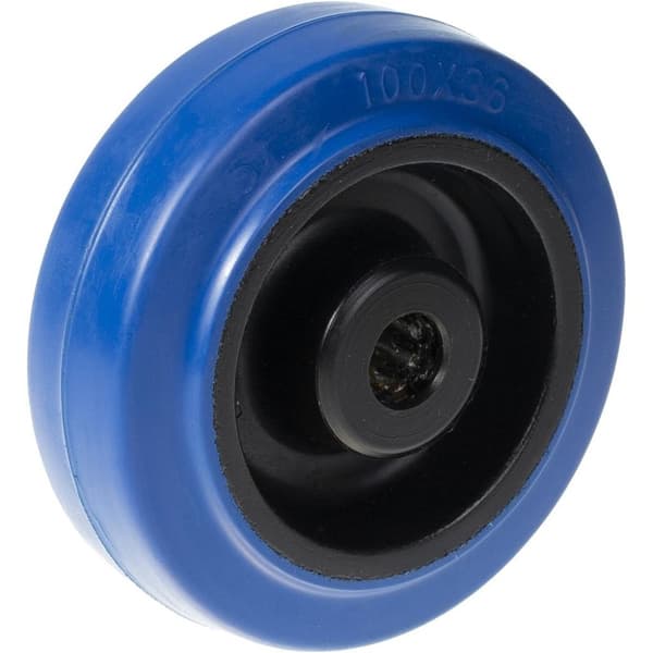 100 mm hjul med blå elastisk gummi på nyloncenter