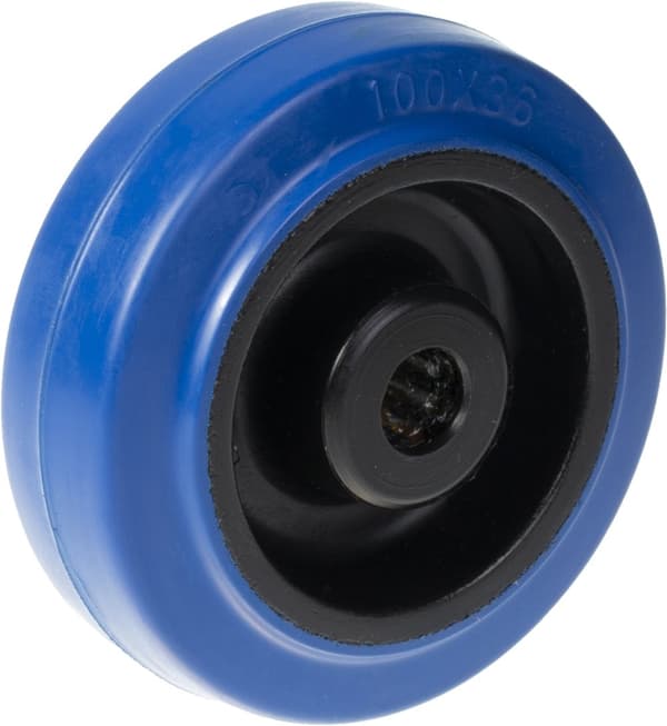 100 mm 4" hjul i blå gummi med nyloncenter, stærk kapacitet på 300 kg, sæt med 2 stk.