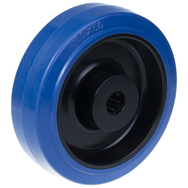 160 mm hjul med blå elastisk gummi på nyloncenter