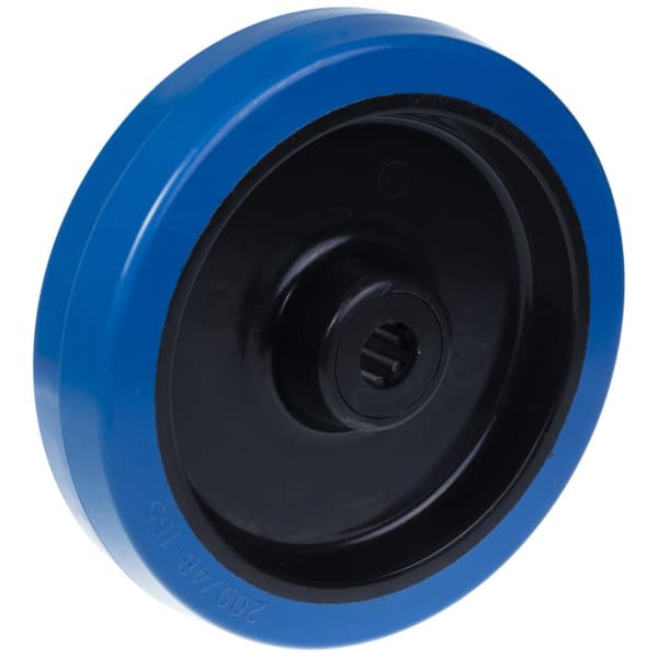 200 mm hjul med blå elastisk gummi på nyloncenter