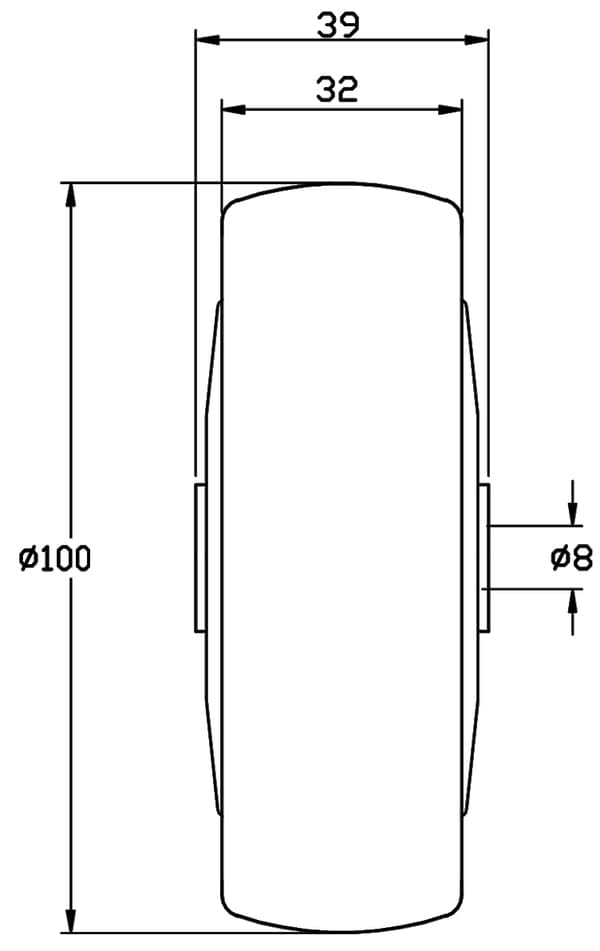 100 mm 4" hjul i grå gummi med plastcenter, stærk kapacitet på 220 kg, sæt med 2 stk.