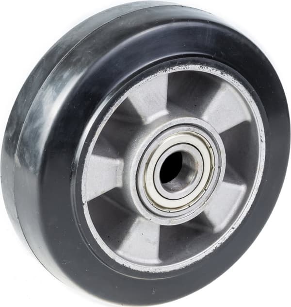 152 mm 6" hjul i sort gummi med aluminiumscenter 1320 kg kapacitet, sæt med 4 stk.