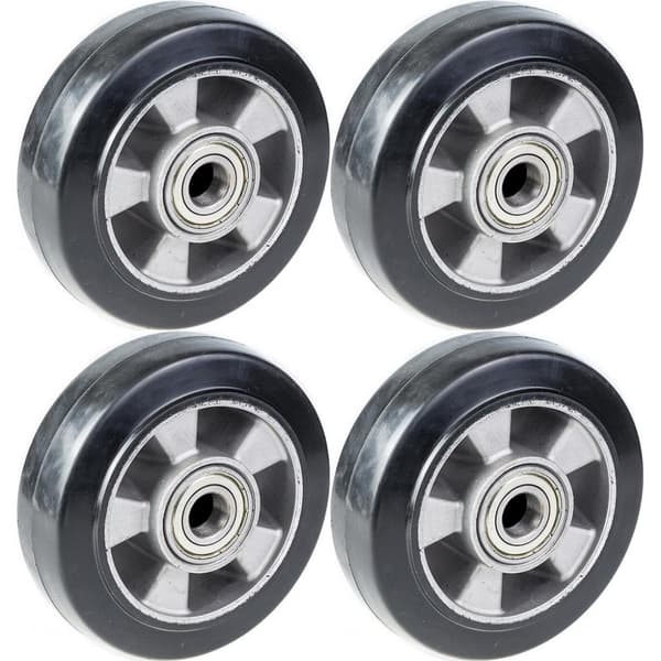 152 mm 6" hjul i sort gummi med aluminiumscenter 1320 kg kapacitet, sæt med 4 stk.