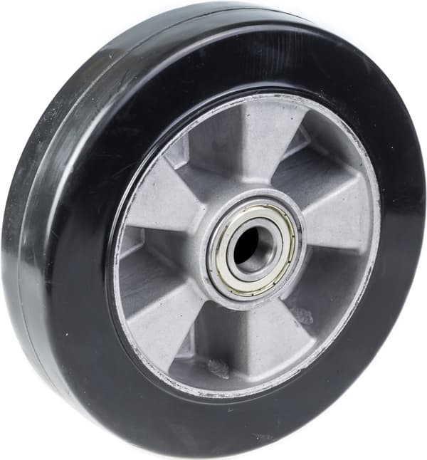 200 mm 8" hjul i sort gummi med aluminiumscenter 1800 kg kapacitet, sæt med 4 stk.