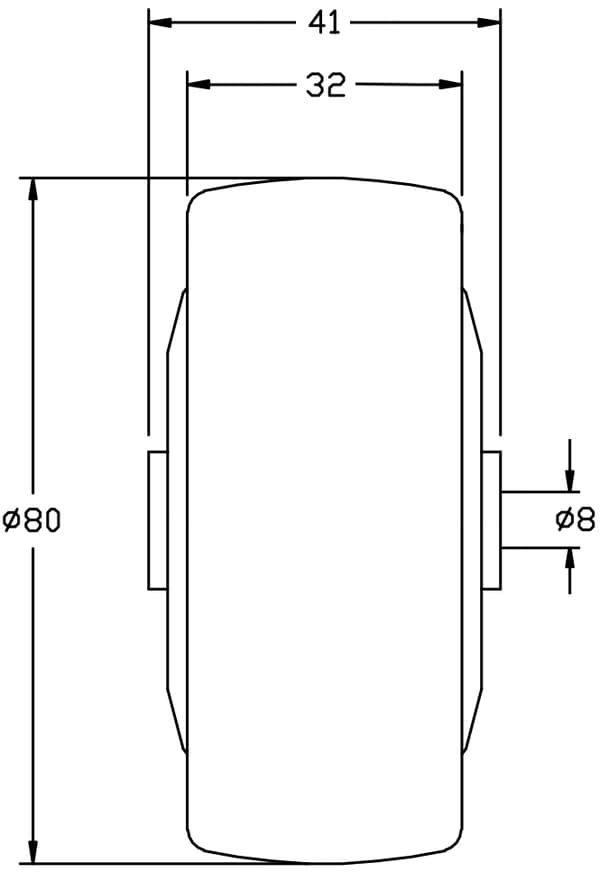 80mm 3" pyörä harmaa kumi muovisella keskellä vahva 160kg kapasiteetti, 2 kpl:n sarja.