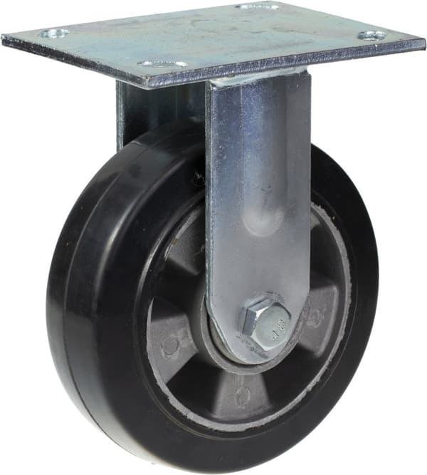 152 mm 6" hjul i sort gummi med fast kapacitet på 660 kg, sæt med 2 stk.
