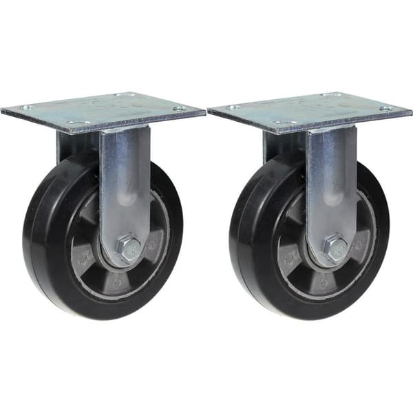 152 mm 6" hjul i sort gummi med fast kapacitet på 660 kg, sæt med 2 stk.