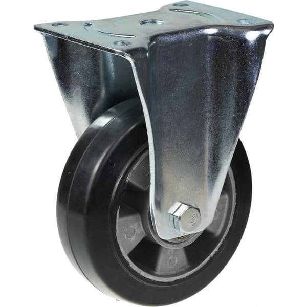 152 mm faste hjul med sort elastisk gummi på midterhjul af aluminium