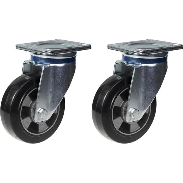 152 mm 6" hjul, sort gummi, drejelig, stærk kapacitet på 660 kg, sæt med 2 stk.