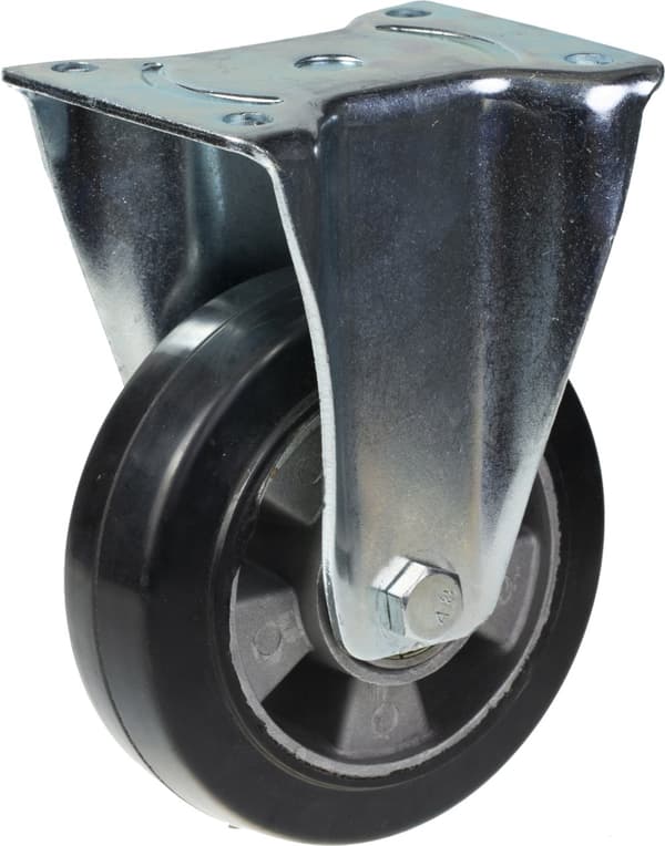 152 mm 6" hjul i sort gummi med fast kapacitet på 1320 kg, sæt med 4 stk.