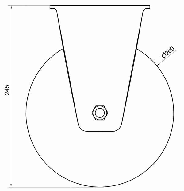 200 mm 8" hjul, sort gummi, drejelig og fast, stærk 1800 kg kapacitet, sæt med 4 stk.
