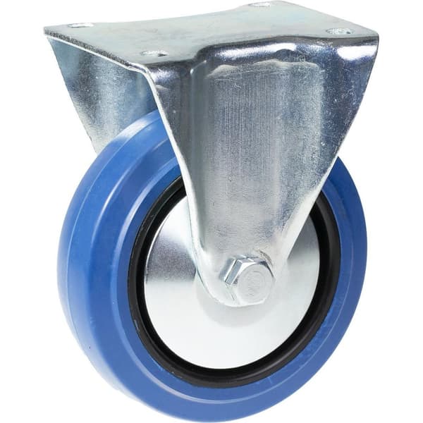 125 mm faste hjul med blå elastisk gummi på midterhjul af nylon