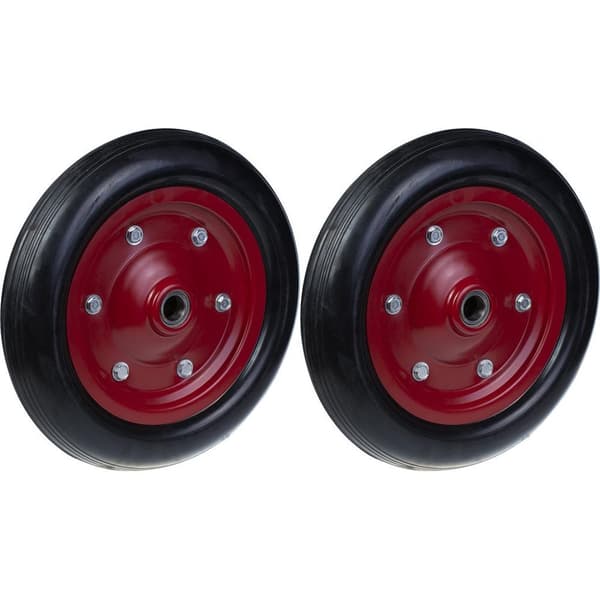 350 mm 14" hjul gummidæk presset stålcenter 25 mm stærk 700 kg, sæt af 2
