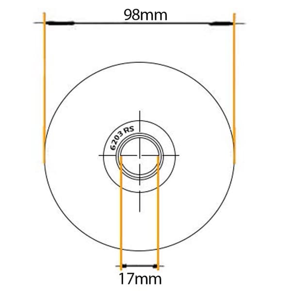 100 mm firkantet sporhjul med 1 kugleleje