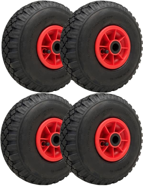 300x4 pneumatiske hjul 260x85 mm plastfælg 20 mm rulleleje 150 kg (sæt med 4)