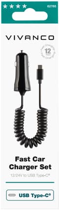 Miniatyrbillede 3 af 3: Vivanco car charger USB-C 12W 1m, black (62785)