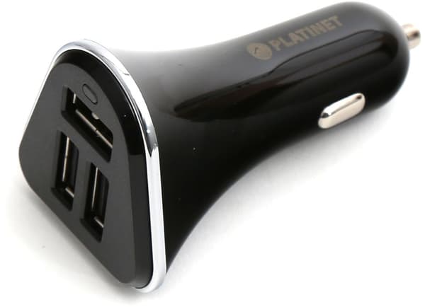 Platinet PLCR3B 12/24V IC Car Charger 3x USB + Micro USB Cable 1m Black Sort