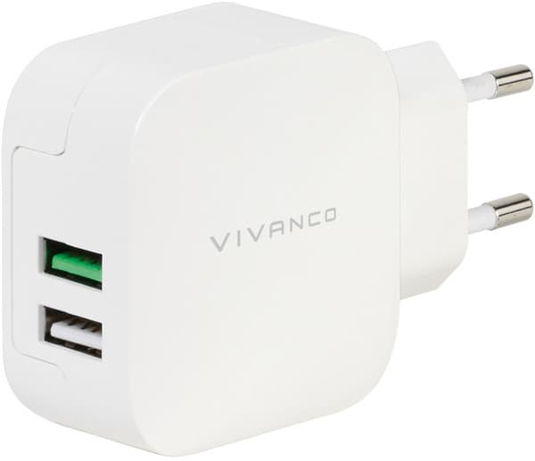 Vivanco charger USB 2,4A/1A, white (37563) Vit