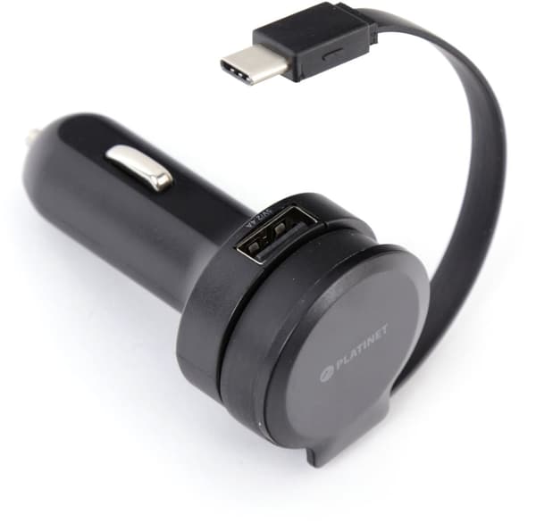 Platinet car charger 1xUSB 2,4A + USB-C cable (44652)