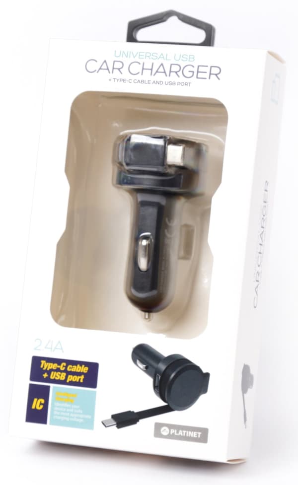 Platinet car charger 1xUSB 2,4A + USB-C cable (44652)