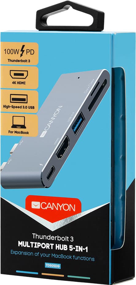 CANYON hub DS-5 5in1 Thunderbolt 3 4k Space Grey