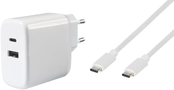 Vivanco charger USB-C - USB-A 65W 1m (62773) Hvit